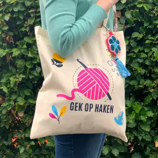 Bedrukte Tas Gek op Haken