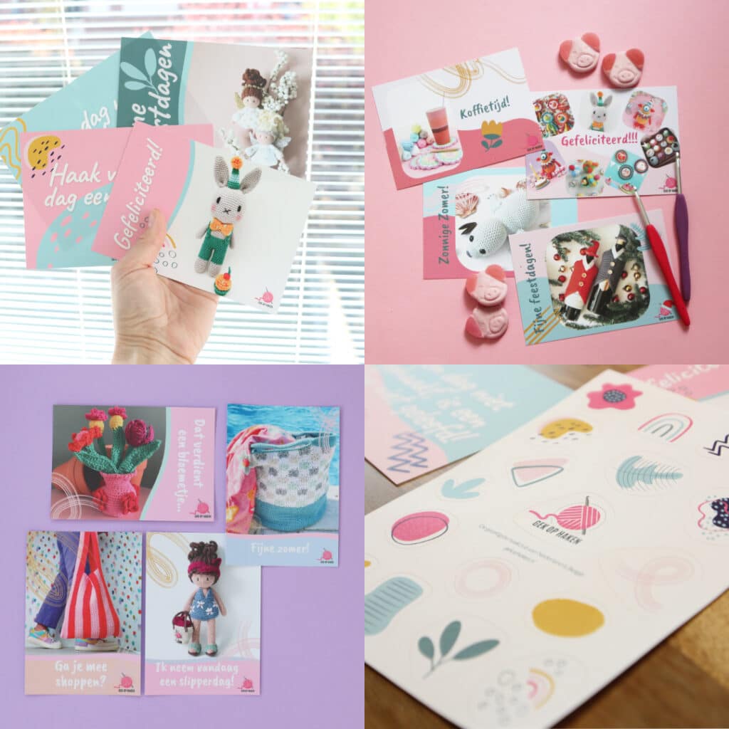 Ansichtkaarten Gek op Haken combideal thema Zomer, Smile en Happy (+ gratis stickervel!)