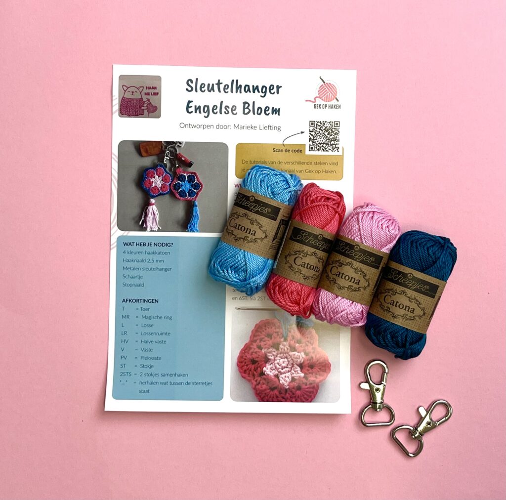 Haakpakket Sleutelhangers Engelse Bloem - Afbeelding 2
