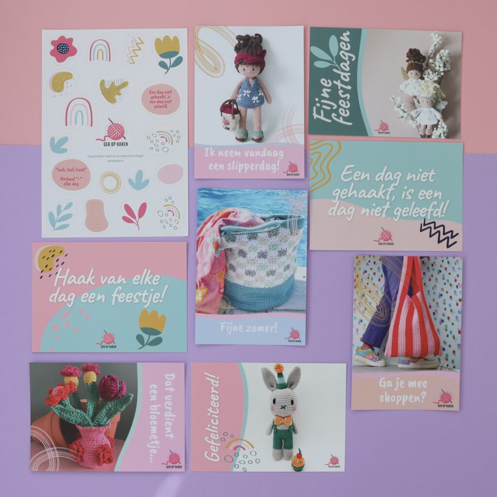 Ansichtkaarten Gek op Haken combideal thema Zomer en Happy (+ gratis stickervel!)