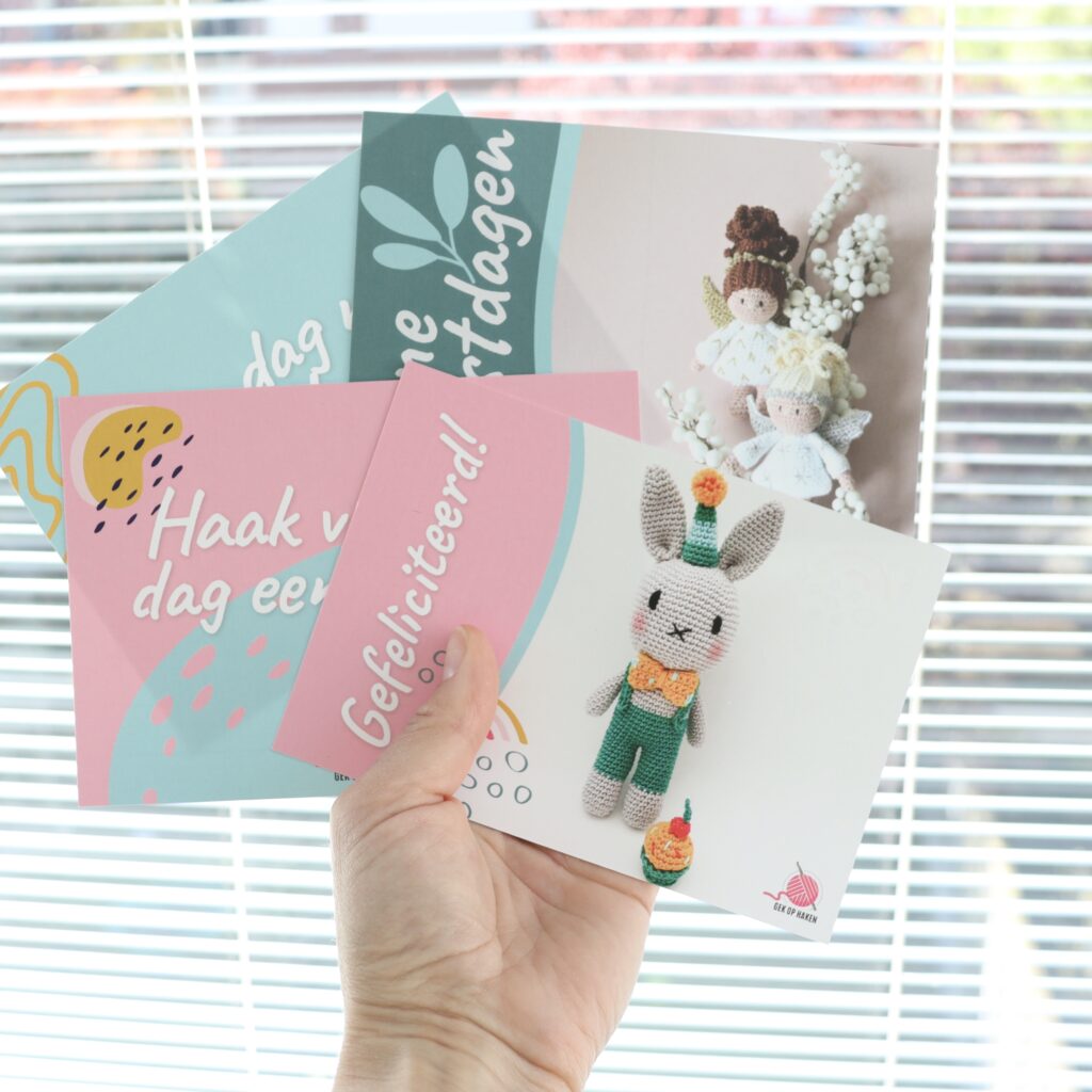 Ansichtkaarten Gek op Haken thema Happy